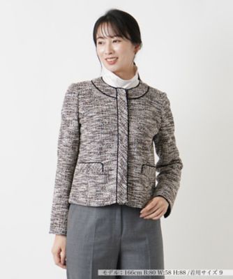 ＜Leilian (Women)＞ラメツイードノーカラージャケット【セレモニー】【Ｌｅｉｌｉａｎ　ＷＨＩＴＥ　ＬＡＢＥＬ】