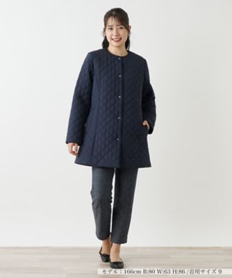 Leilian ホワイトレーベル　ジャケット　ノーカラーコート　ネイビー　13 キルティングノーカラーコート【Leilian WHITE
