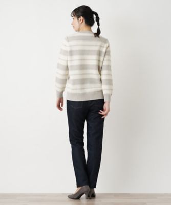 ボーダークルーネックニット【ＲＯＣＨＡＳ　Ｐｒｅｍｉｅｒｅ】