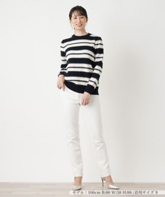 ボーダークルーネックニット【ＲＯＣＨＡＳ　Ｐｒｅｍｉｅｒｅ】