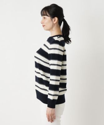 ボーダークルーネックニット【ＲＯＣＨＡＳ　Ｐｒｅｍｉｅｒｅ】