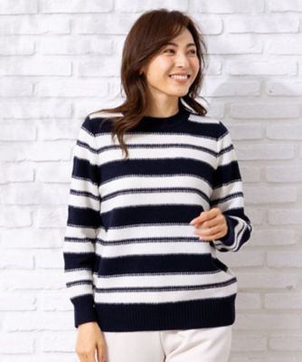 ＜Leilian (Women)＞ボーダークルーネックニット【ＲＯＣＨＡＳ　Ｐｒｅｍｉｅｒｅ】