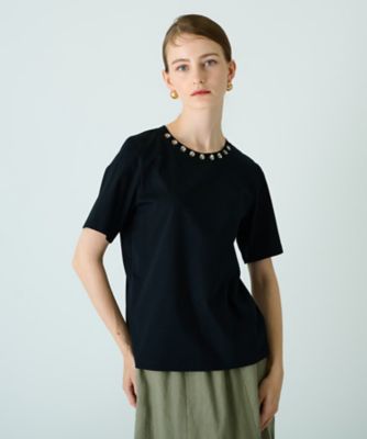 ネックビジュー半袖カットソー【ＴＨＥ　ＮＥＷ】【Ｌｅｉｌｉａｎ　ＷＨＩＴＥ　ＬＡＢＥＬ】