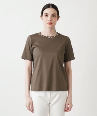 ネックビジュー半袖カットソー【ＴＨＥ　ＮＥＷ】【Ｌｅｉｌｉａｎ　ＷＨＩＴＥ　ＬＡＢＥＬ】