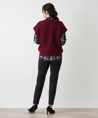 カシミヤクルーネックニットベスト