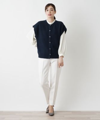 カシミヤクルーネックニットベスト