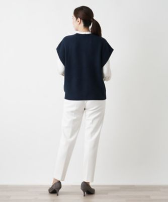 カシミヤクルーネックニットベスト