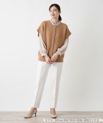 カシミヤクルーネックニットベスト