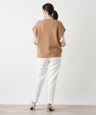 カシミヤクルーネックニットベスト