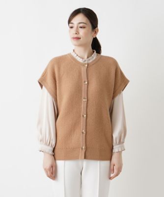 カシミヤクルーネックニットベスト
