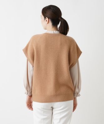 カシミヤクルーネックニットベスト