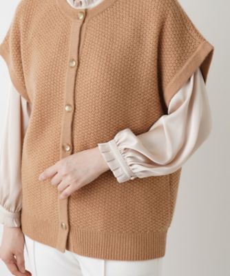 カシミヤクルーネックニットベスト