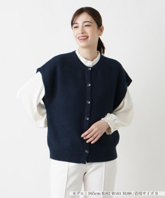 カシミヤクルーネックニットベスト