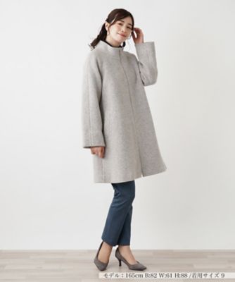 未使用 レリアン スタンドカラーコート ウール100% グレー 日本製 ゆったり スタンドカラーコート|レリアン | レリアン公式オンラインストア