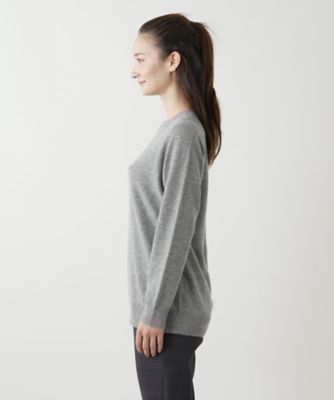 刺繍入りカシミヤクルーネックニット【Ｌｅｉｌｉａｎ　ＷＨＩＴＥ　ＬＡＢＥＬ】