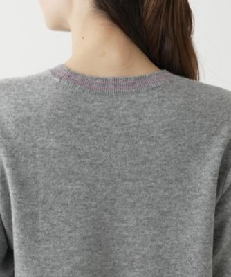 刺繍入りカシミヤクルーネックニット【Ｌｅｉｌｉａｎ　ＷＨＩＴＥ　ＬＡＢＥＬ】