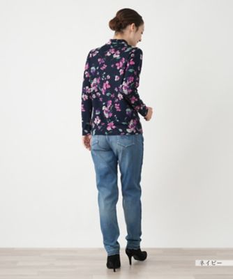 フラワー柄ハイネックカットソー【Leilian WHITE