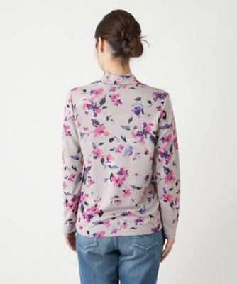 フラワー柄ハイネックカットソー【Leilian WHITE