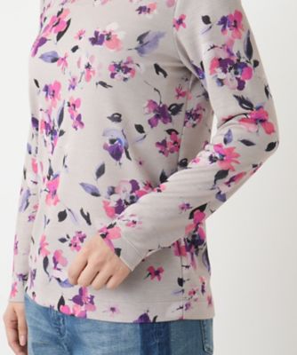 フラワー柄ハイネックカットソー【Leilian WHITE