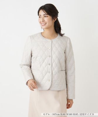 ＜Leilian (Women)＞中わた入りノーカラージャケット【Ｌｅｉｌｉａｎ　ＷＨＩＴＥ　ＬＡＢＥＬ】