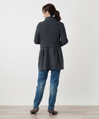 編地切替ロングカーディガン【Ｌｅｉｌｉａｎ　ＷＨＩＴＥ　ＬＡＢＥＬ】