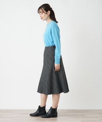 グレンチェックフレアスカート【Leilian WHITE LABEL