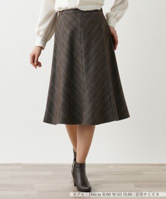 ＜Leilian (Women)＞グレンチェックフレアスカート【Ｌｅｉｌｉａｎ　ＷＨＩＴＥ　ＬＡＢＥＬ】