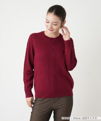 ＜Leilian (Women)＞ケーブル編みクルーネックニット