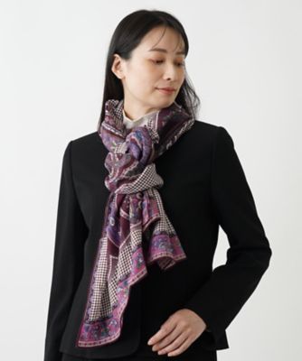 G.Binda for レリアン カシミヤ+シルク大判ストール　ペイズリー柄 レリアン G.BINDA☆美品☆大判ストール☆ショール☆ペイズリー