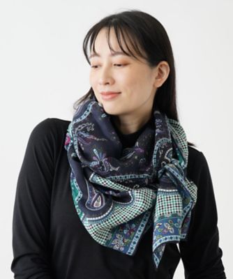 極美品 ★CHRISTIAN AUJARD★ スカーフ シフォン 花柄 グレー シルクシフォンフラワーストール | CHRISTIAN AUJARD (Women