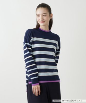 ＜Leilian (Women)＞マルチボーダーニット【ＴＨＥ　ＮＥＷ】【Ｌｅｉｌｉａｎ　ＷＨＩＴＥ　ＬＡＢＥＬ】