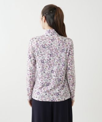 ボタニカル柄ハイネックカットソー【Leilian WHITE