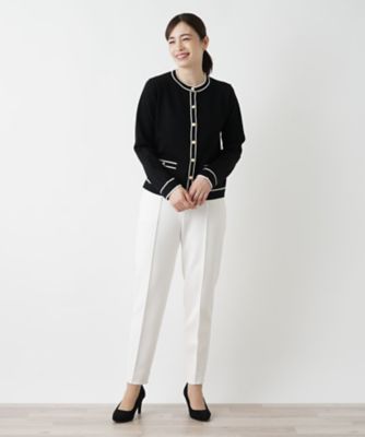 ライントリムカーディガン【Leilian WHITE