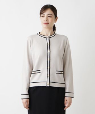 ライントリムカーディガン【Leilian WHITE