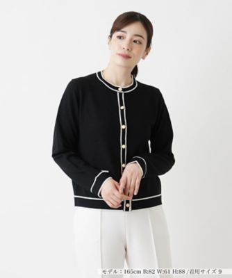 ライントリムカーディガン【Leilian WHITE