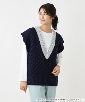 ＜BOURGE (Women)＞Ｖネックニットベスト【ＴＨＥ　ＮＥＷ】