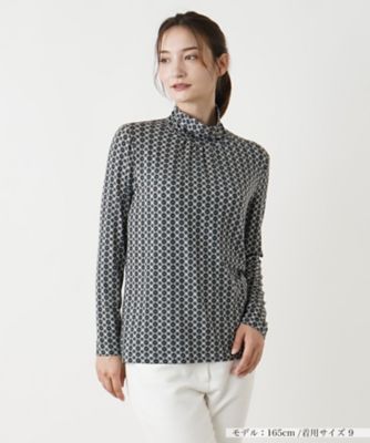 ＜Leilian (Women)＞幾何学柄ハイネックカットソー【ＲＯＣＨＡＳ　Ｐｒｅｍｉｅｒｅ】
