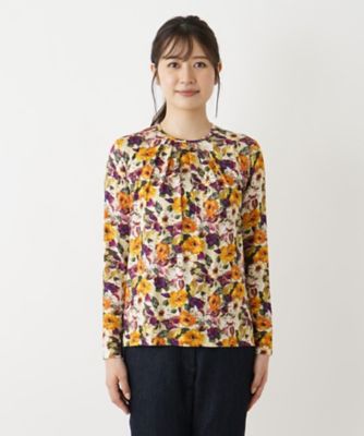 Leilian / レリアン プリントクルーネックカットソー【ROCHAS Premiere】 店舗人気】プリントクルーネックカットソー【ROCHAS Premiere