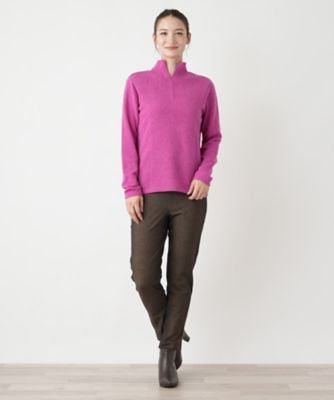品揃え豊富で スリットハイネックニット【Leilian WHITE トップス