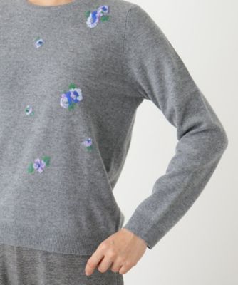 刺繍クルーネックニット【Leilian WHITE LABEL