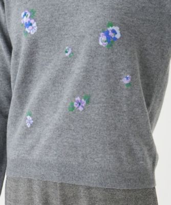 レリアンモチーフ刺繍クルーネックニットLeilian WHITE LABEL 刺繍クルーネックニット【Leilian WHITE LABEL