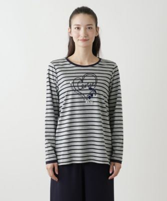 ハート×ボーダークルーネックカットソー【ＭＵＳＥ　ＢＹ　ＲＯＣＨＡＳ　Ｐｒｅｍｉｅｒｅ】