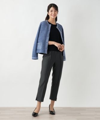 レリアン　ホワイト クロップドパンツ センタープレス センタープレスクロップドパンツ | Leilian (Women)/レリアン