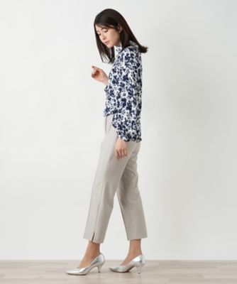 レリアン　ホワイト クロップドパンツ センタープレス センタープレスクロップドパンツ | Leilian (Women)/レリアン
