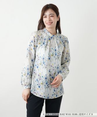 ＜Leilian (Women)＞プリントバンドカラーブラウス