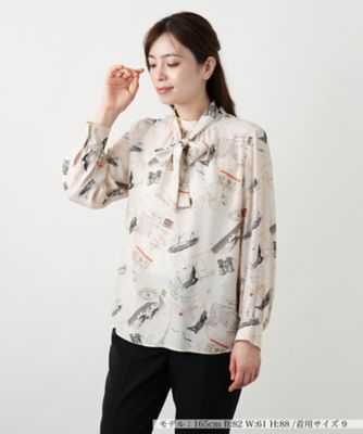 ＜Leilian (Women)＞プリントボウタイブラウス【Ｌｅｉｌｉａｎ　ＷＨＩＴＥ　ＬＡＢＥＬ】