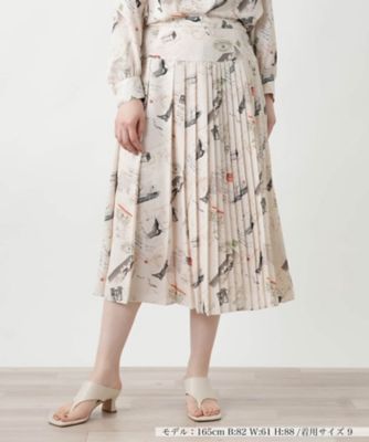 Leilian (Women)/レリアン プリントプリーツスカート【Leilian WHITE LABEL】