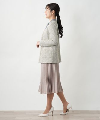 ツイードニットジャケット【セレモニー】【Leilian WHITE