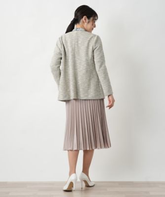 ツイードニットジャケット【セレモニー】【Leilian WHITE
