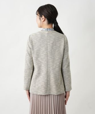 美品✨レリアン　leilian ホワイトレーベル　異素材　ニットジャケット ニットジャケット【Leilian WHITE LABEL】|レリアン | レリアン